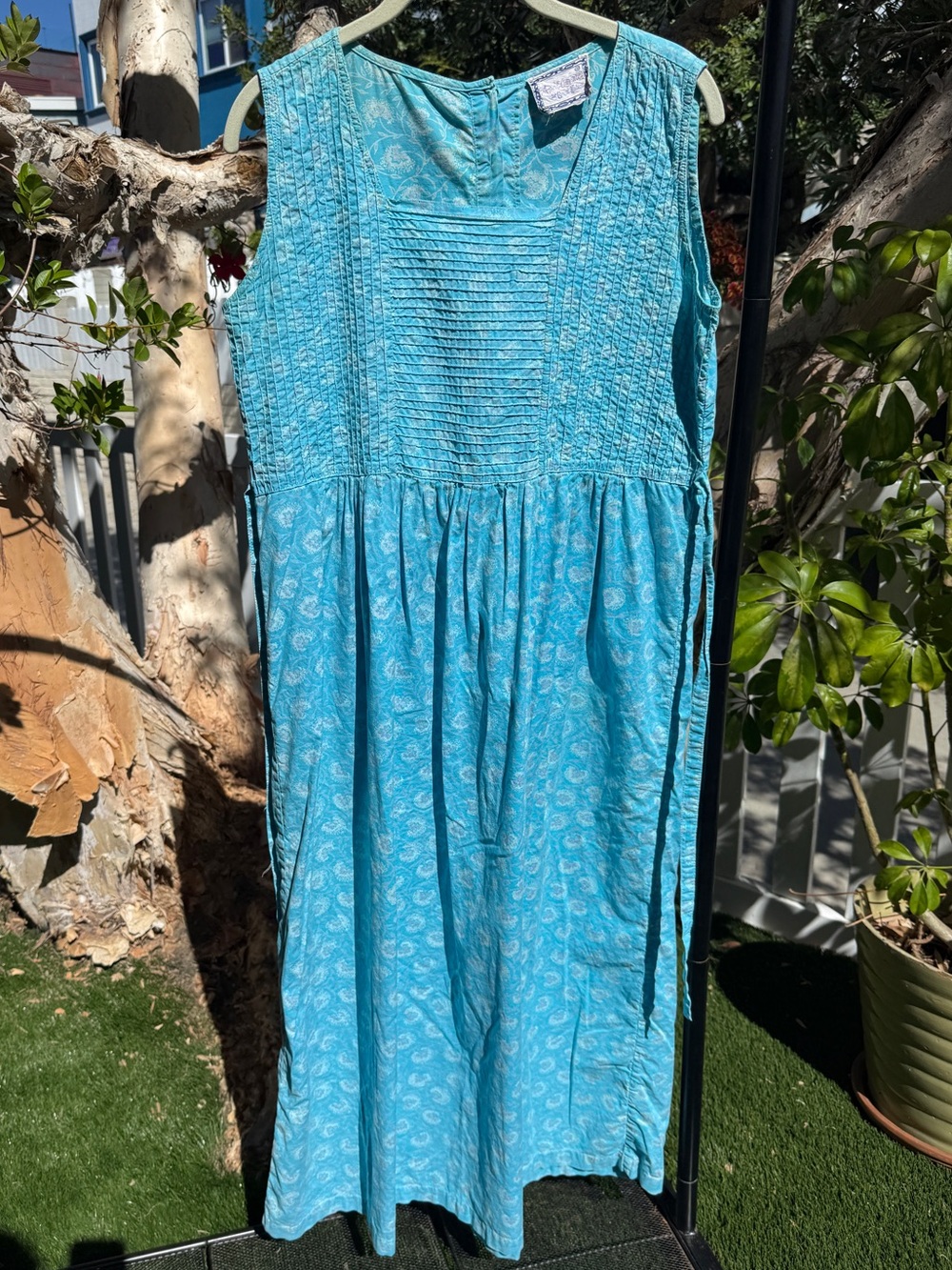 April Cornell Turquoise Floral Cottagecore Prairie Sundress M/L
